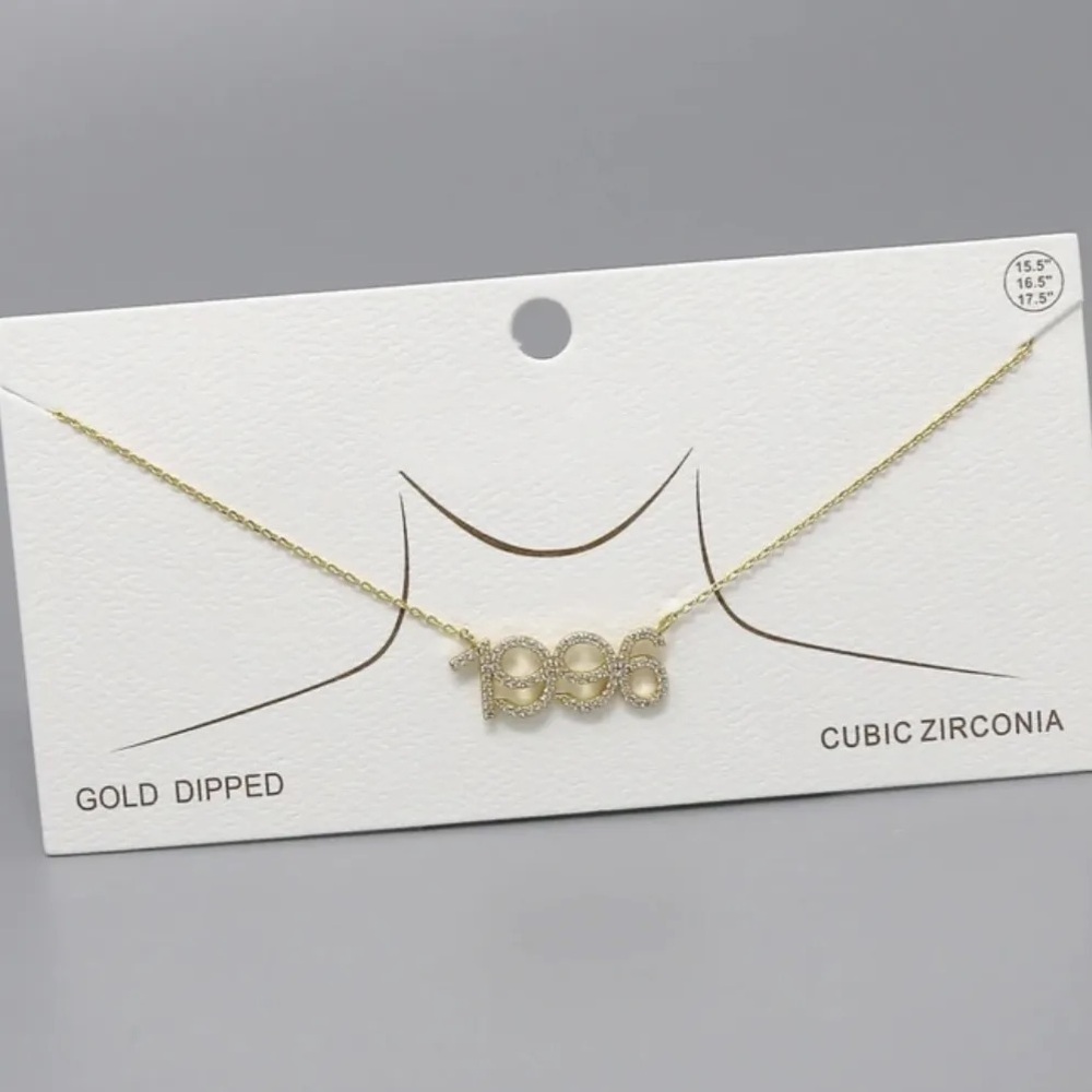 1996 Gold Dipped CZ Birth Year Necklace